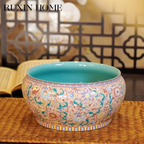 如馨家居 五言六器手工珐琅彩茶洗家用送礼领导精选高档礼盒