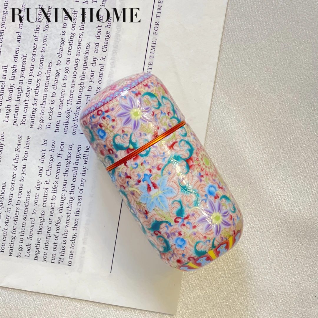 如馨家居 花开盛世珐琅彩陶瓷旅行茶叶罐 储物器皿