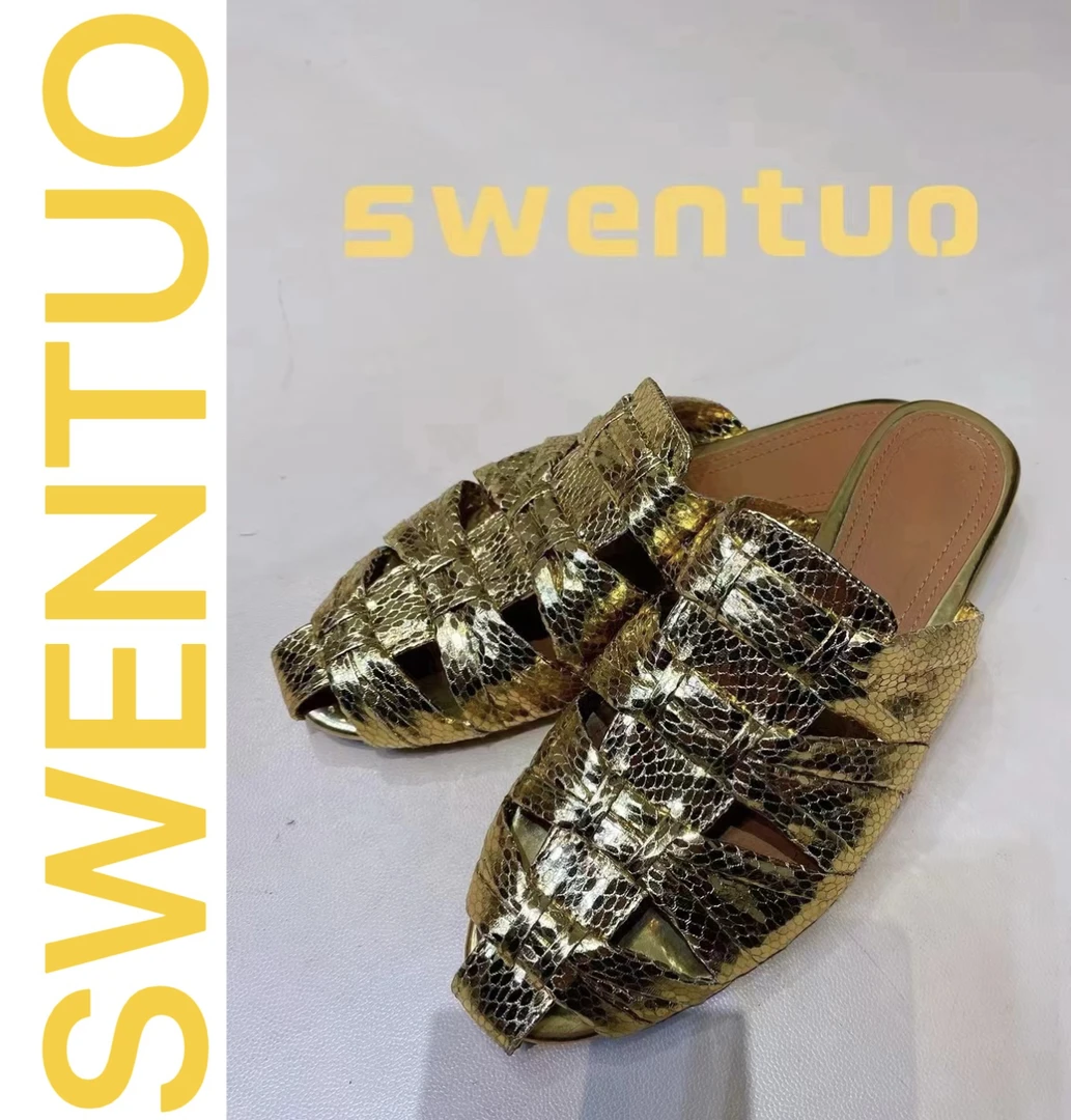 SWENTUO.【金】设计款百搭经典夏季金色拖鞋
