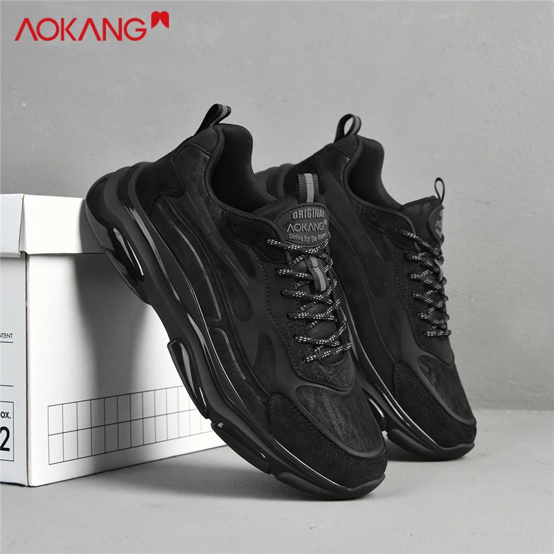 男鞋2025男鞋新款皮面运动鞋男厚底休闲鞋时尚老爹鞋