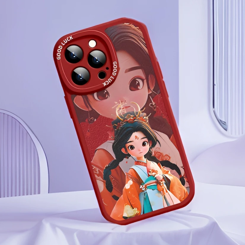 小龙女新年款适用于苹果15手机壳发财14promax小羊皮13pro红色12P