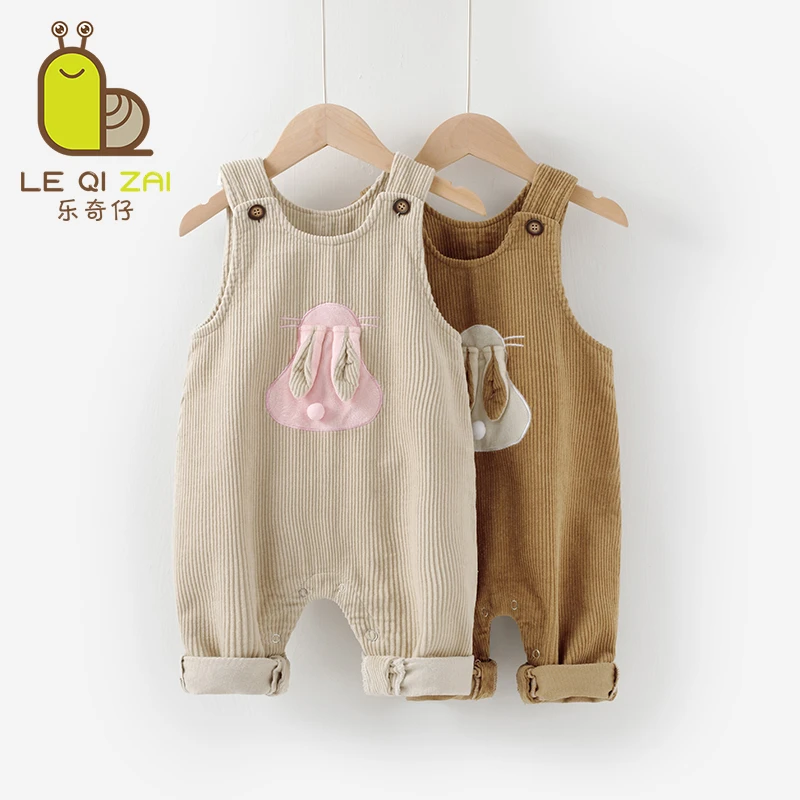 儿童女灯芯绒背带裤春秋款0-3岁宝宝按扣大pp长裤子婴儿裤子秋装