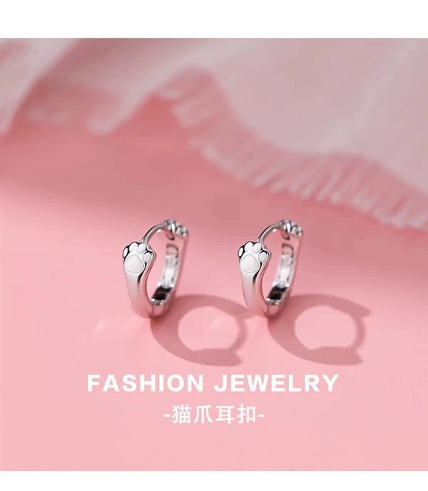 925银耳饰 个性猫爪耳扣女小众设计耳环圈24新款百搭时尚耳钉饰品