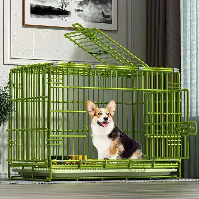狗笼子防锈加粗款折叠式双门狗笼柯基法牛泰迪比熊中小型犬养狗笼