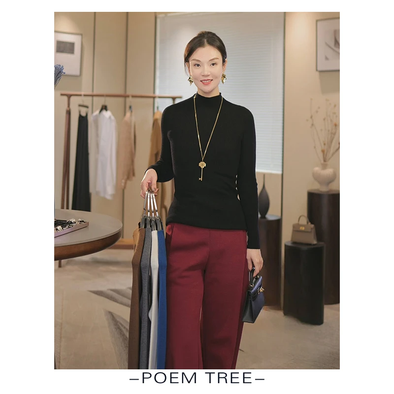 poem treeB“新澳纱线”无缝一体18针精仿绵羊毛打底衫HZ24258