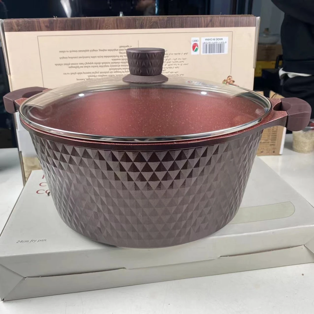 菱形麦饭石汤锅不粘锅燃气灶多功能双耳炖锅-32cm-5