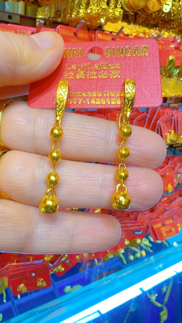 合金耳饰 【LayLaBez】镀金圆珠耳吊精炫设计时尚耳饰