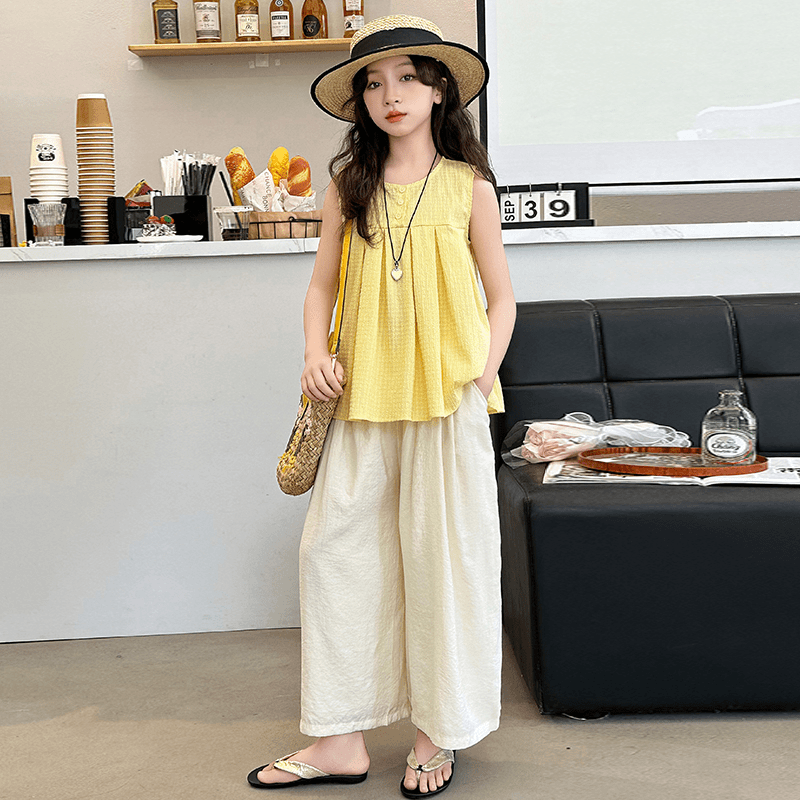 女童夏季娃娃衫套装2024新款中大童8-15岁初中生儿童夏款女孩衣服