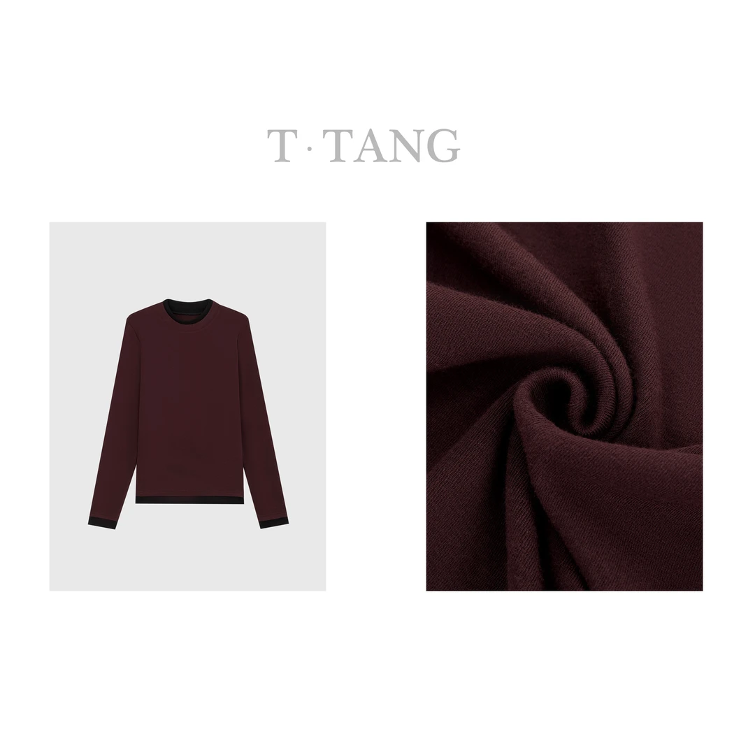 FL秋季260g精品双面绒时尚休闲圆领撞色假两件长袖套衫【6675】