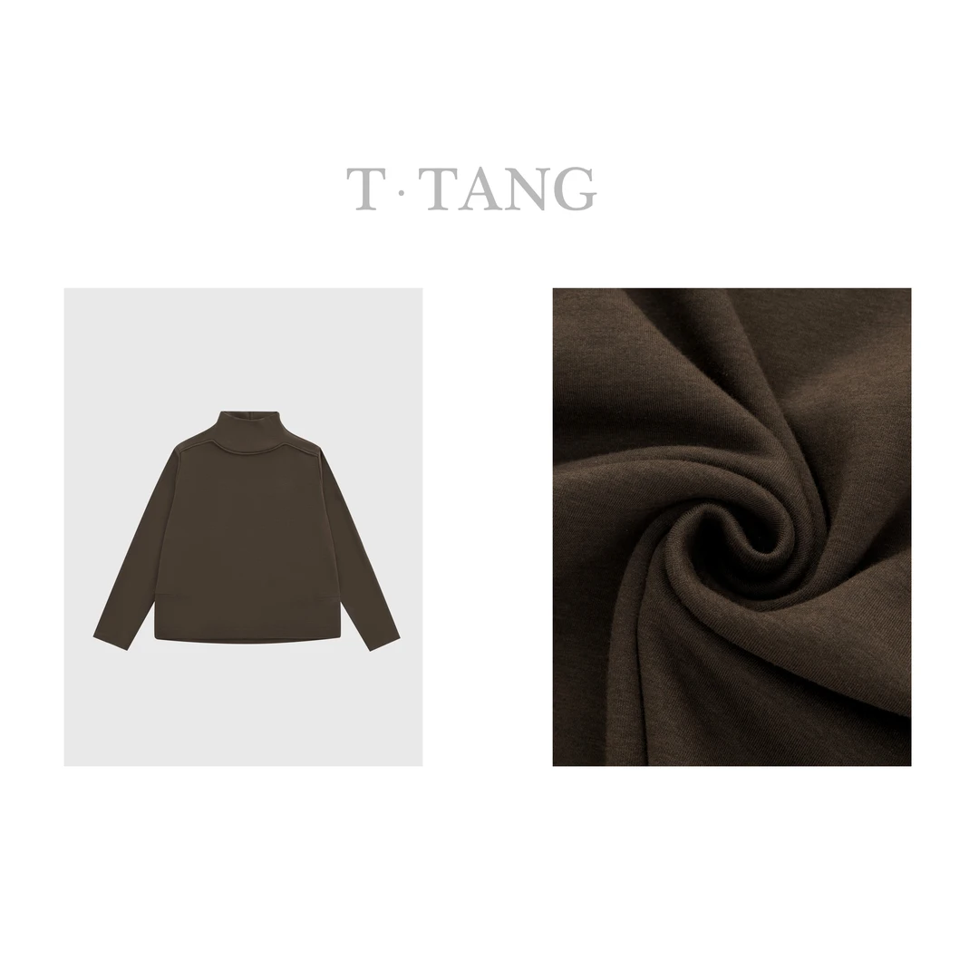 FL秋冬纯色半高领260g抓绒果冻棉百搭时尚长袖T恤打底【6751】