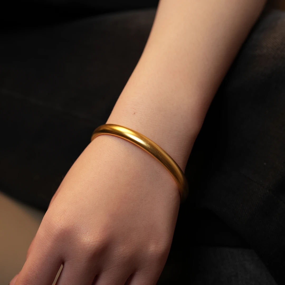 铜合金手镯 泥鳅背 镀K金 古法手镯 005