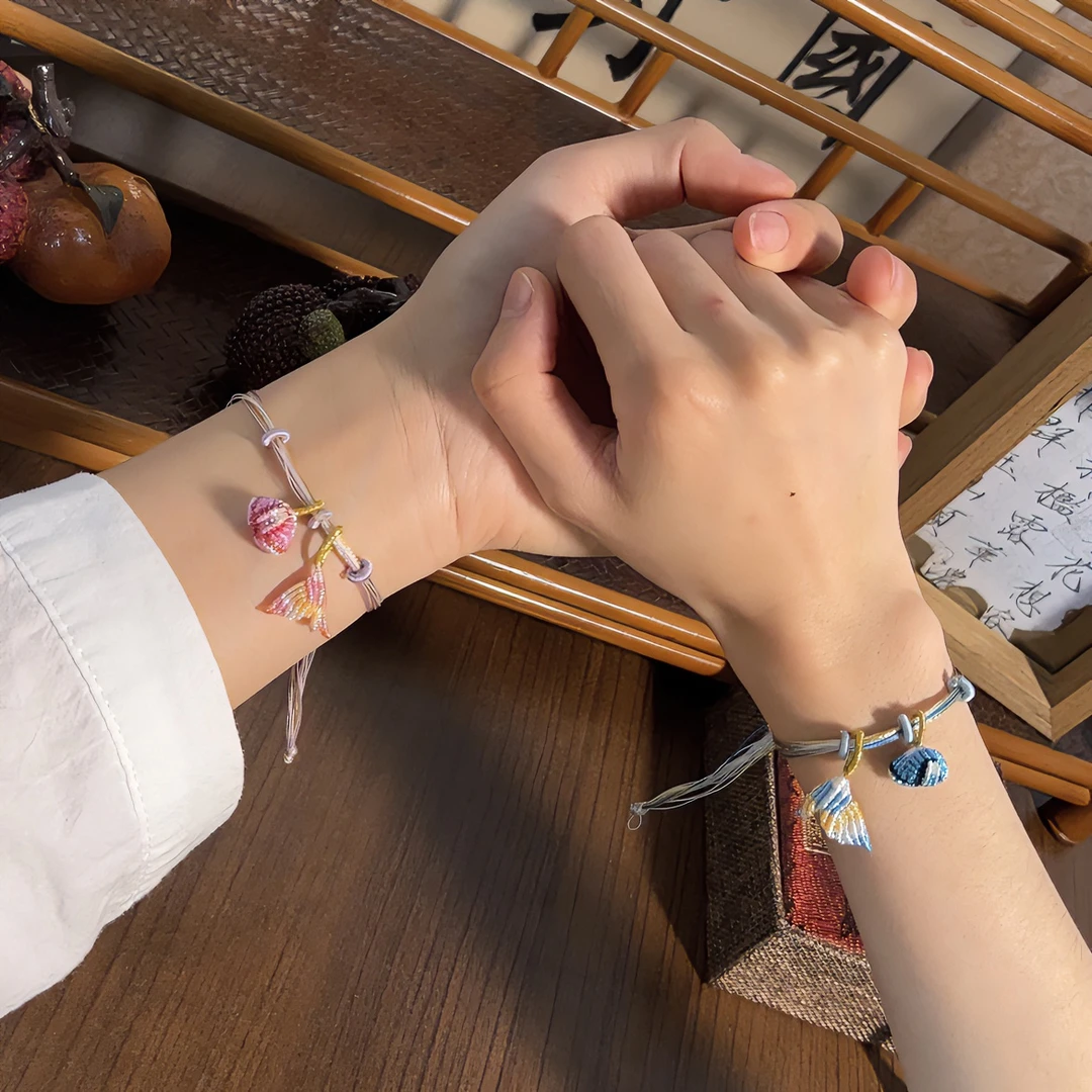 非金属布艺手链  端午五彩绳手工编绳情侣手绳锦鲤鱼尾手链材料包