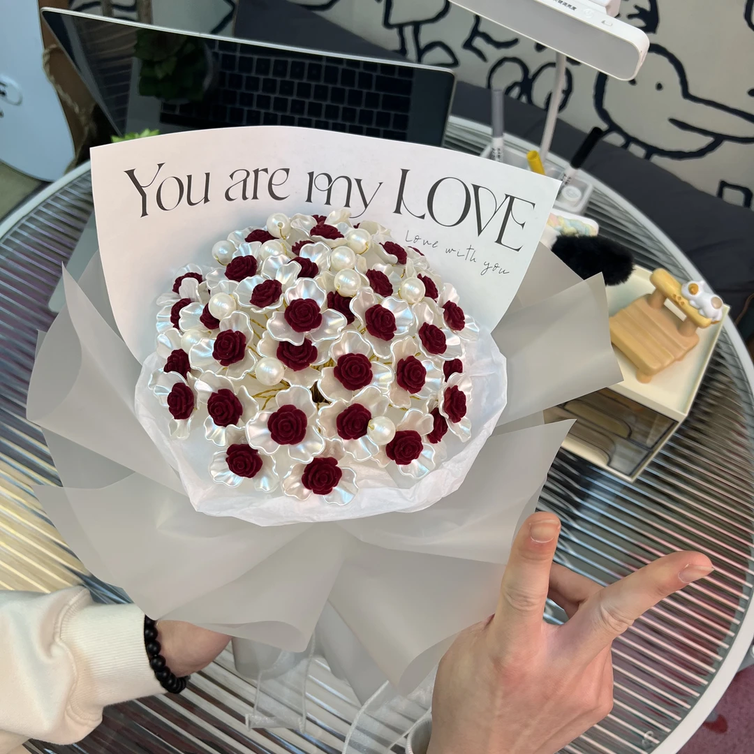 手工diy创意自制3D立体玫瑰花花束材料包手捧花520送女朋友礼物