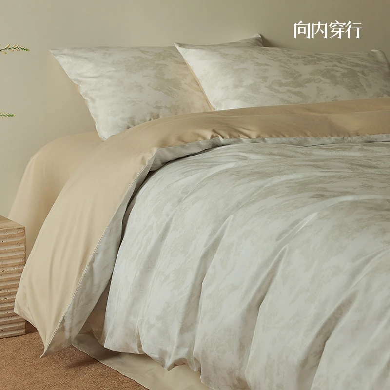 向内穿行【贡缎美拉尔】60S长绒棉法式花卉床上四件套全轻奢床品