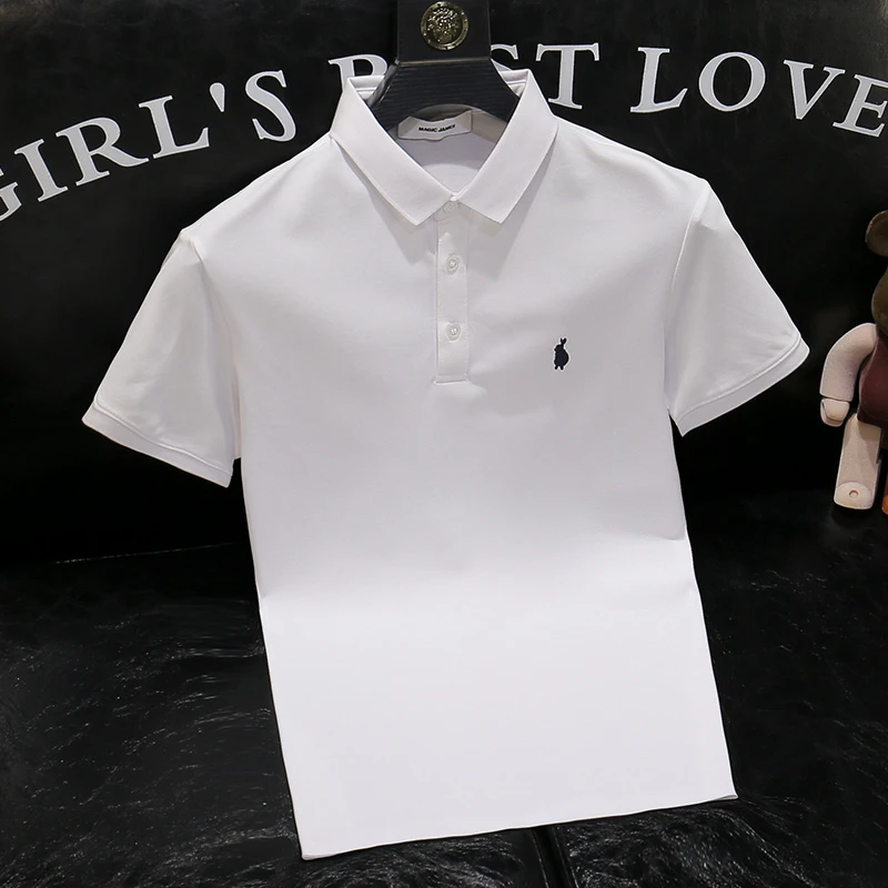 欧货夏季新款高端刺绣短袖polo衫时尚潮牌翻领修身t恤男士半袖