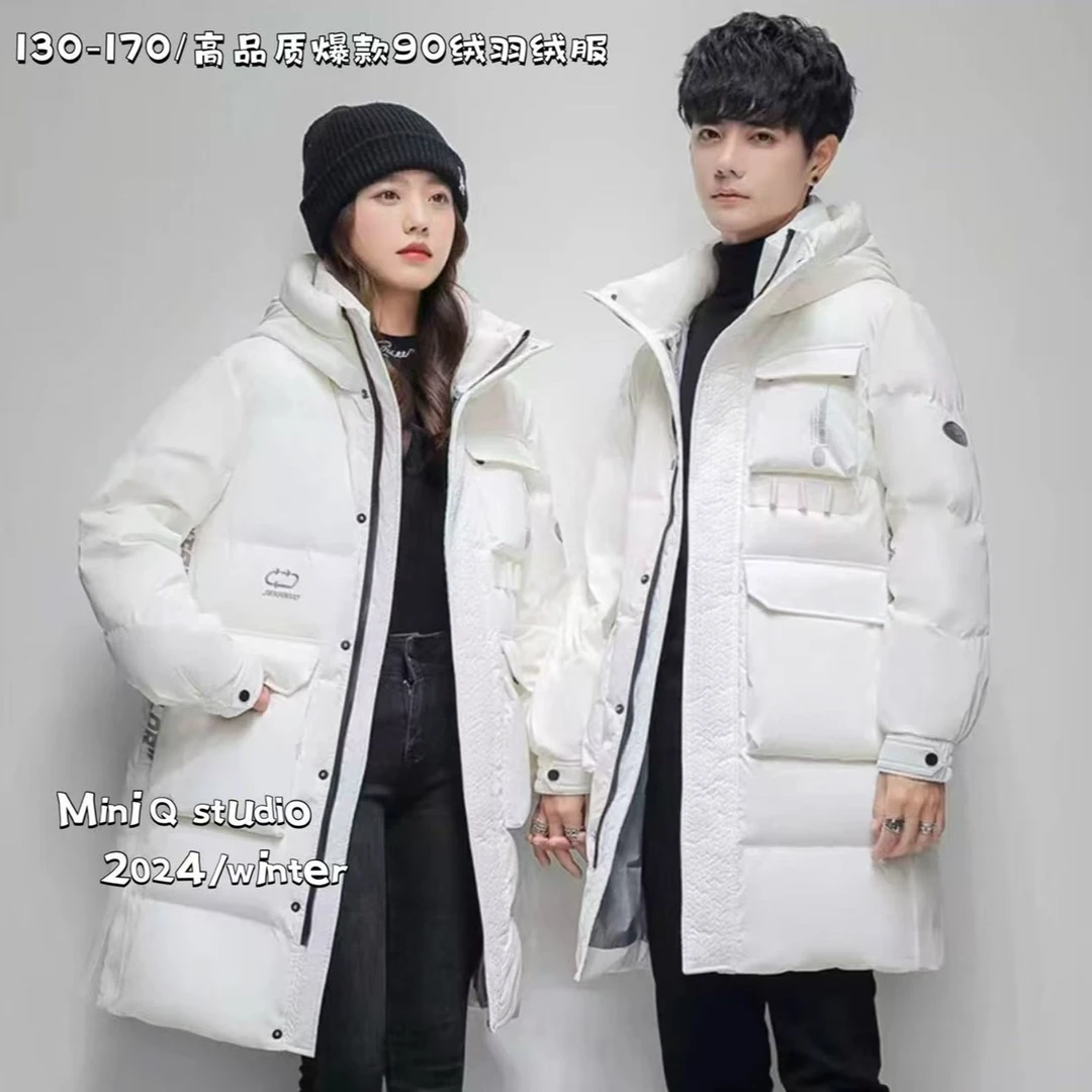 冬季时尚大童长款连帽字母印花刺绣萌娃外套3796