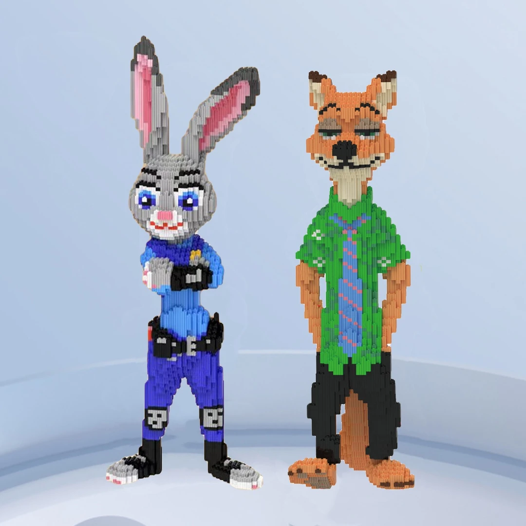 XSL【60cm】大号朱迪兔尼克狐颗粒积木儿童益智解压拼装玩具潮玩