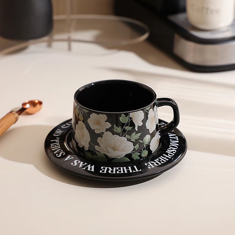 中古咖啡杯碟套装设计感小众拿铁杯下午茶情侣对杯法式咖啡陶瓷杯