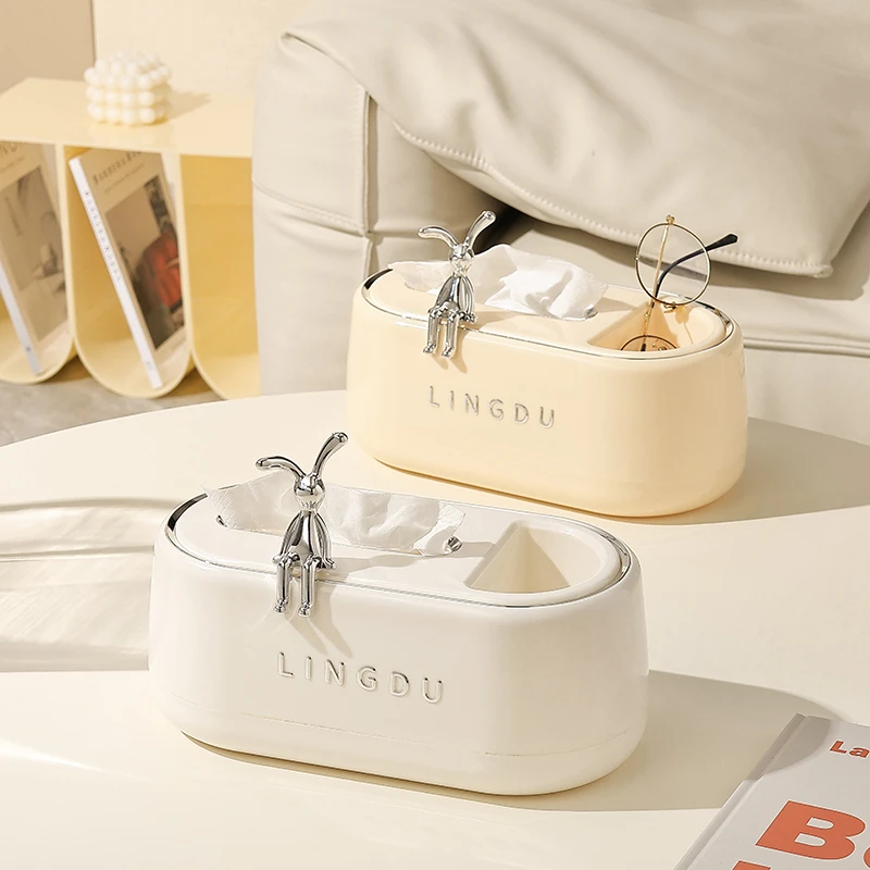 奶油风纸巾盒客厅高档轻奢茶几收纳盒放遥控创意抽纸盒家用纸盒子