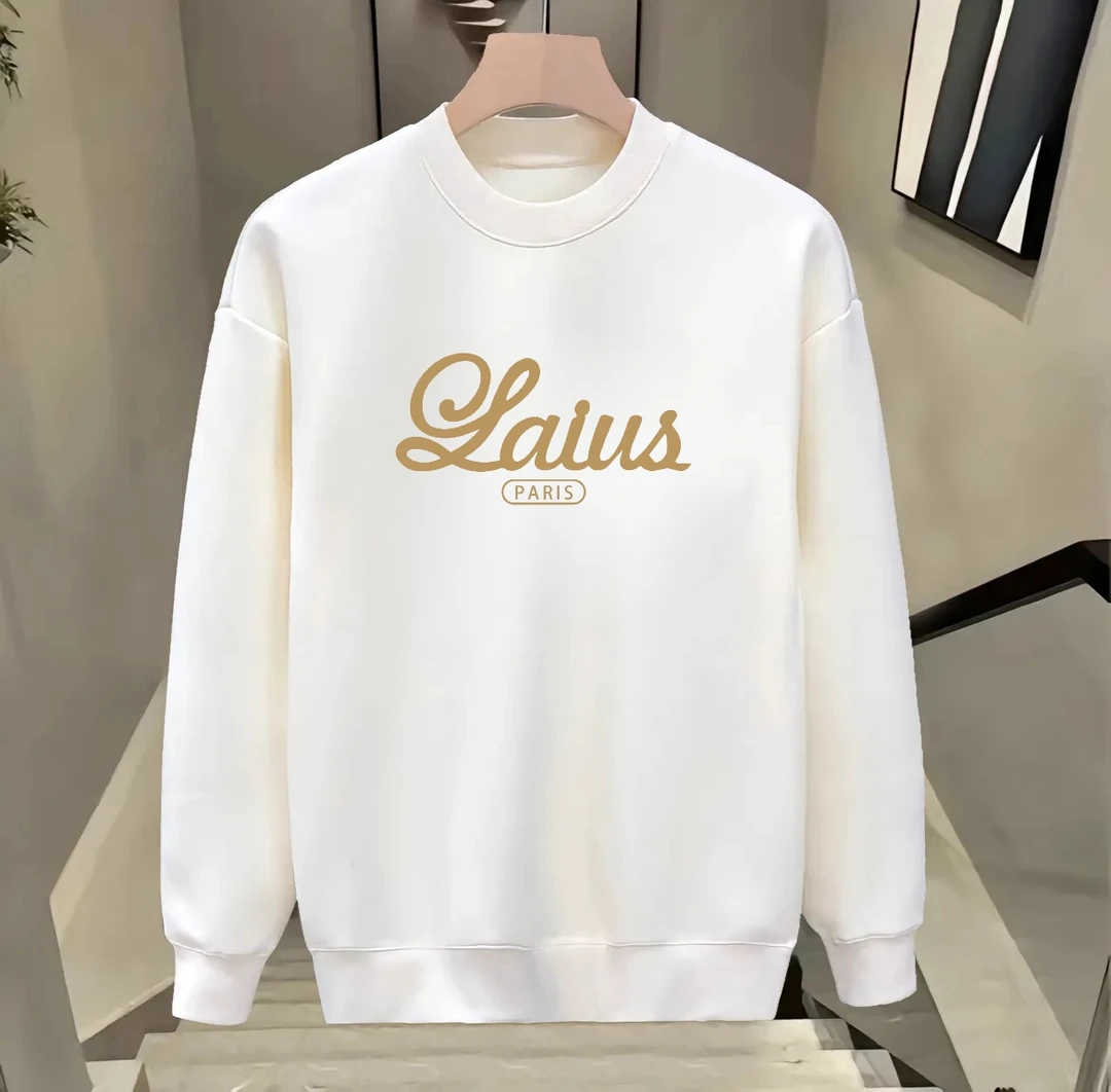 秋冬新款男士百搭休闲修身卫衣潮流高档帅气打底印花圆领套头春秋