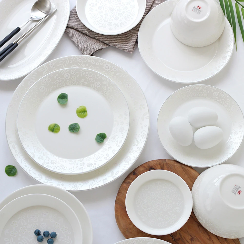 韩国原装进口-骨瓷系列高级轻奢商品盘子碗碟系列单品系列