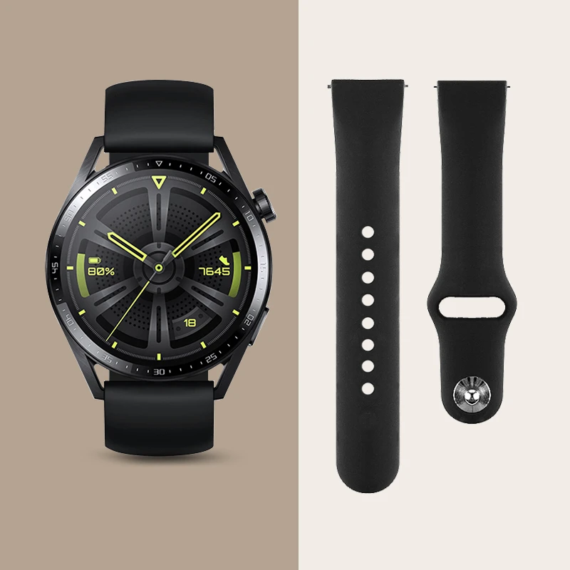 鸣铎适用华为gt3手表GT4表带watch3pro硅胶gt2同款22mm运动手表链