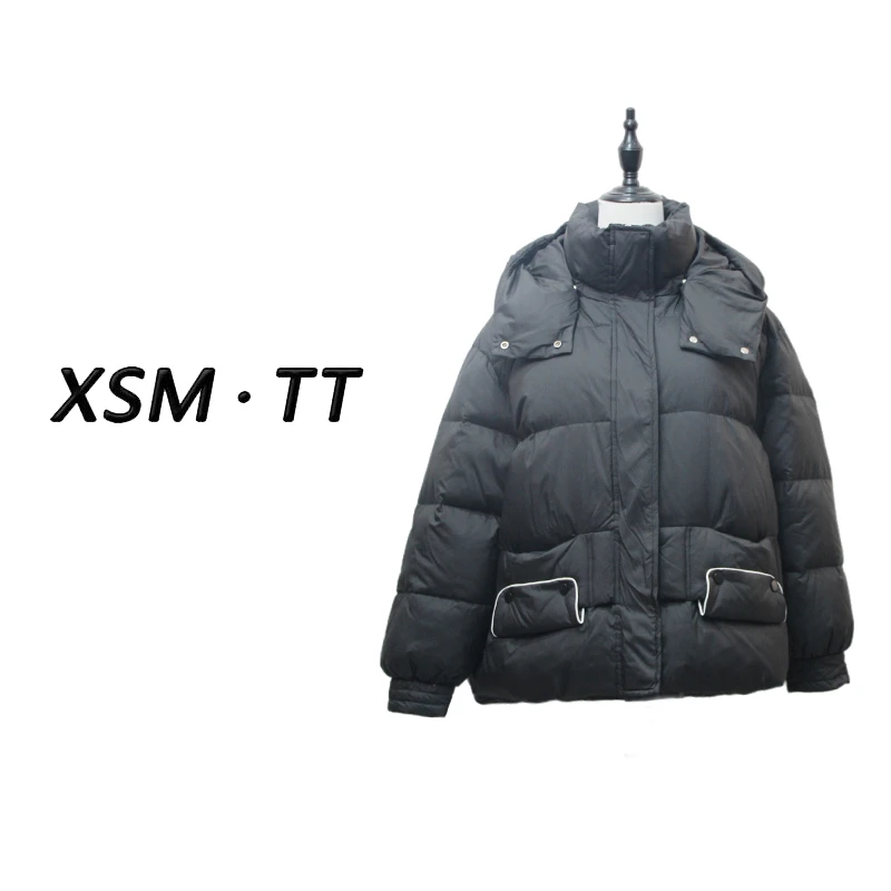 短款时尚休闲女士连帽宽松保暖冬季KP23060/黑色AAS