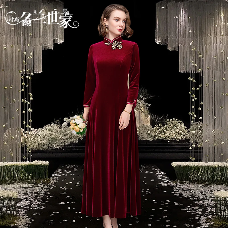 【珊瑚】家结婚礼妈妈秋季高贵平时可穿宴会长袖喜婆婆婚宴装
