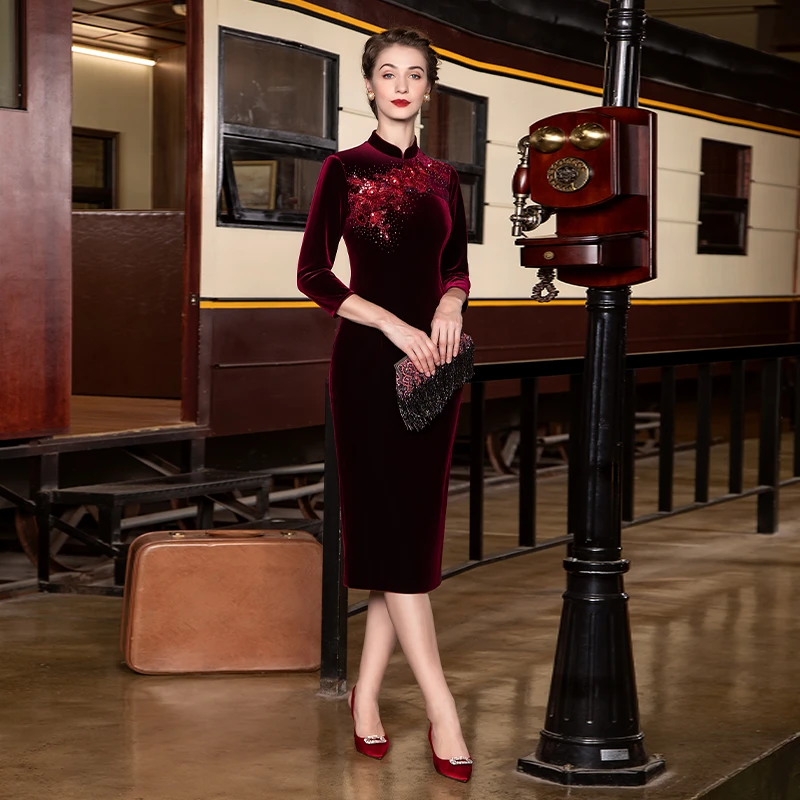 〖秘境〗名兰世家旗袍喜婆婆喜妈妈婚宴装红色礼服裙MQP01C7988