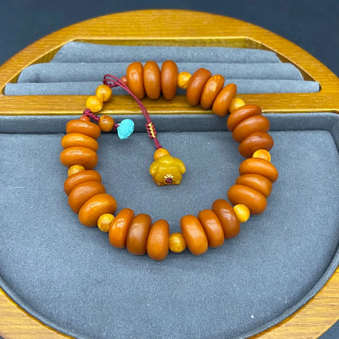 【茜茜珠宝】QS0854 老蜡橘皮扣子单圈手串12+时尚气质精美经典百搭