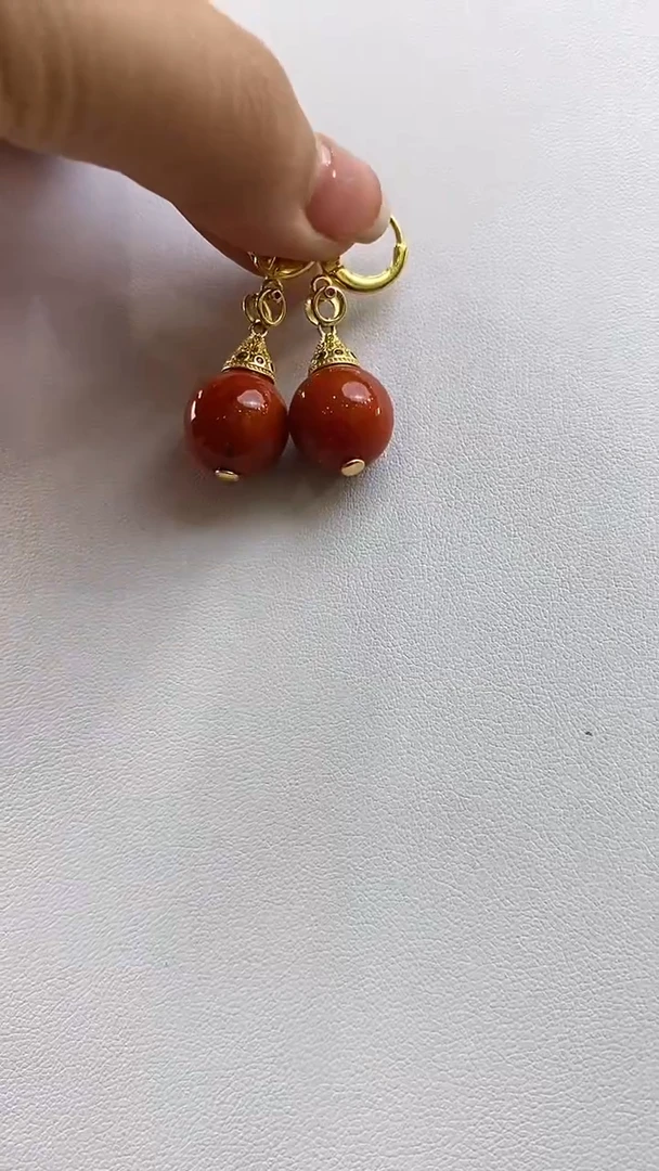 【闪购商品】南红玛瑙耳饰银S925镶嵌XH09230001琥珀蜜蜡