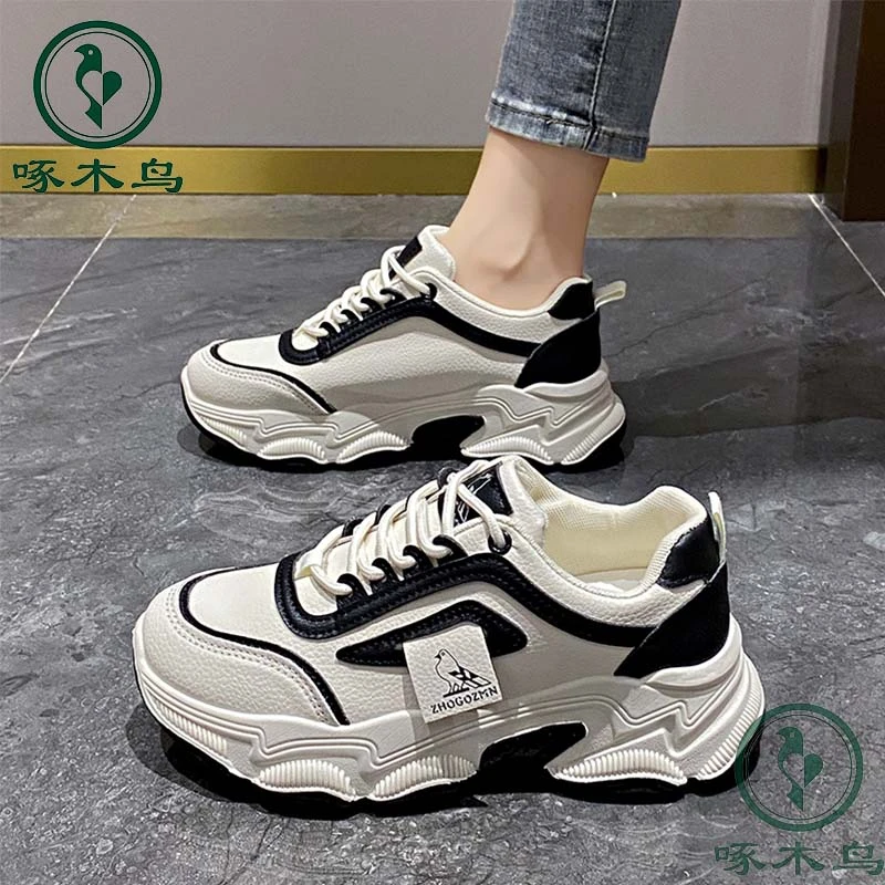 啄木鸟品牌正品秋冬新款春季厚底韩版老爹鞋百搭网红老爹鞋女ins