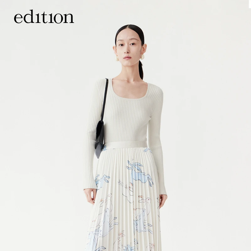 【金拐子专属】edition方领修身弹力长袖针织衫#EBC1SWT009