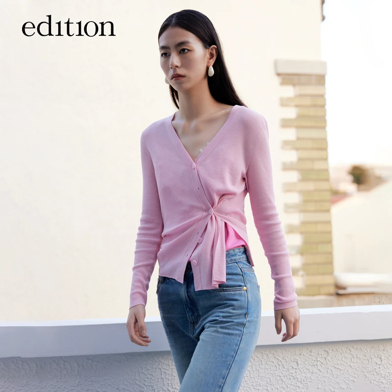 【搭搭精选】edition美丽诺绵羊毛侧开衩针织开衫#EBC1CART06