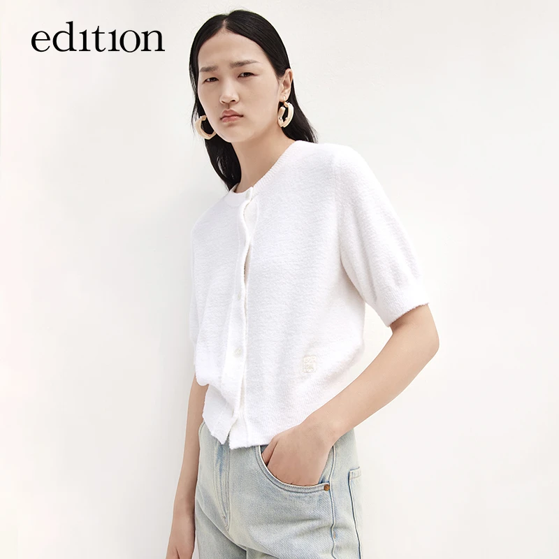 【金拐子专属】edition毛绒短袖短款圆领针织衫开衫#EBB1CAR013