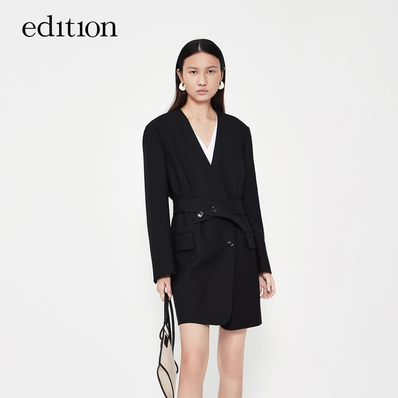 【陈大可】edition假两件绵羊毛西装连衣裙#EBC1DRS044