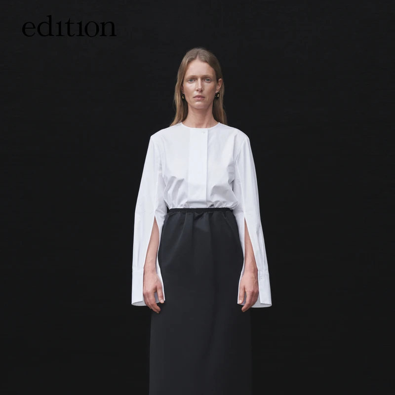 【P系列】edition冬款时尚休闲复古宫廷风无领棉衬衫#EBC4SHT001