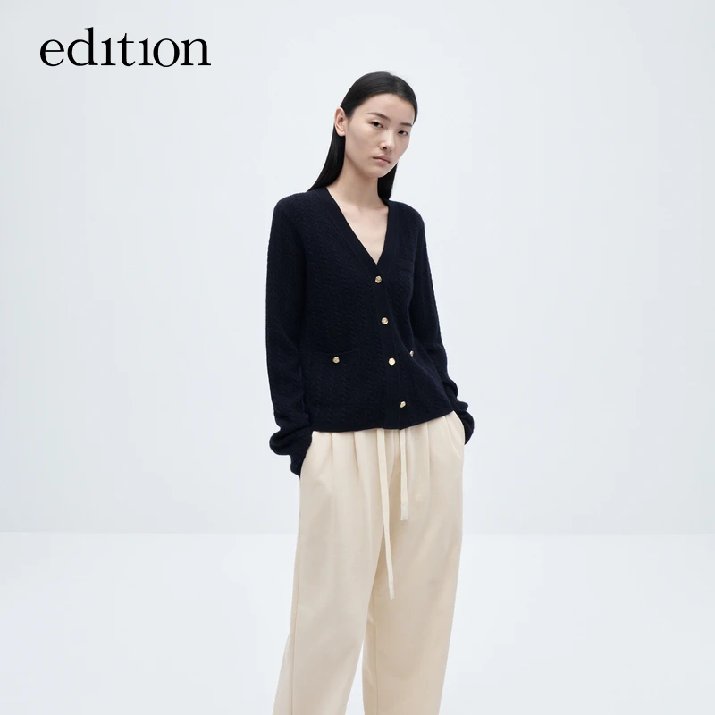 【商场同款】edition复古绞花纹镂空开衫上衣#EBC4CAR016