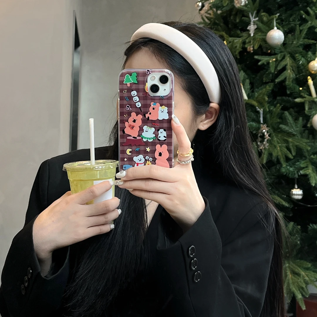 双层IMD欢乐柿子熊15promax手机壳圣诞树14/13/12保护壳
