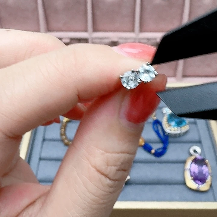 托帕石耳饰合金耳钉