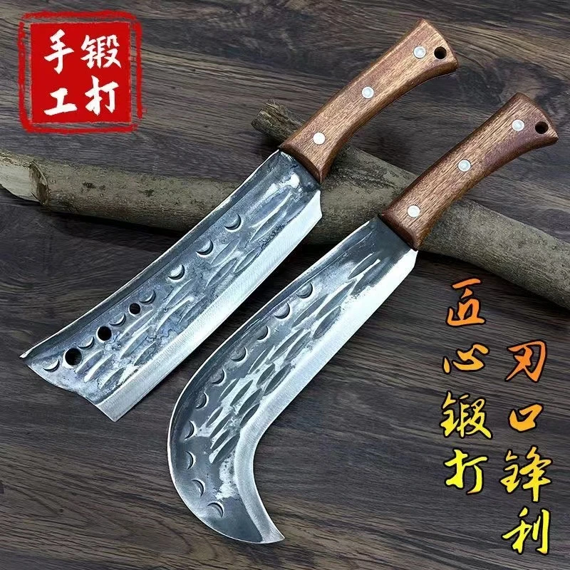 手工锤纹锻打割草柴刀劈树柴刀砍树农用开路省力好用精选柴刀斧头