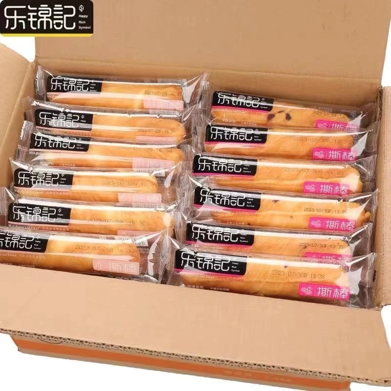 乐锦记手撕面包乳酪味软心棒早餐点心零食450g一箱