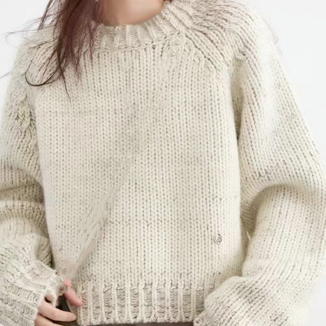 【祥意】牦牛绒棒针手工编织材料包  从上往下手工编织套头圆领毛衣