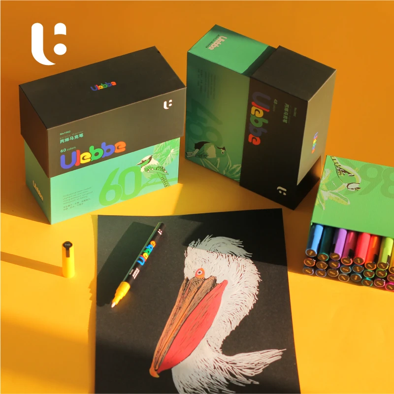 Ulebbe/优乐彼1002丙烯马克笔套装 DIY水性颜料咕卡画笔流畅无味