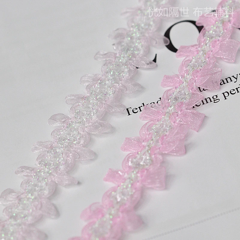 粉色雪纱花边辅料织带拼布DIY手工缝纫布艺服装边料窗边宽2.2CM