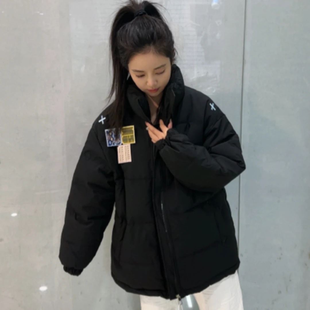 2024新款美式复古潮牌刺绣加厚情侣棉衣男女学院风立领面包服外套