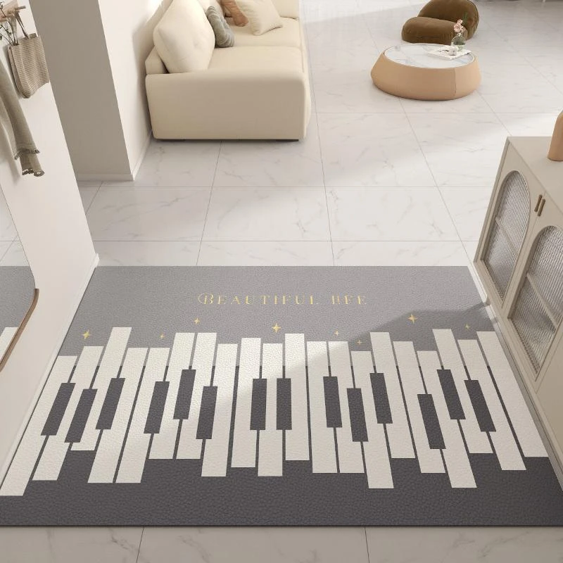 入户门皮革简约轻奢门口地垫可擦洗脚垫玄关门厅免洗防滑地毯pvc