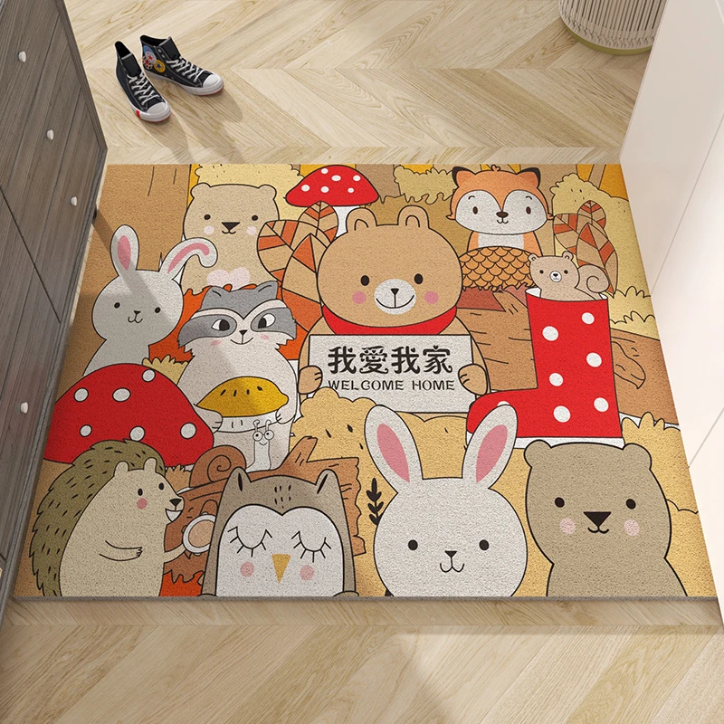 入户门地垫卡通丝圈脚垫家用进门垫子玄关门口防滑垫子可裁剪地毯