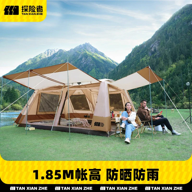 探险者帐篷户外野营过夜两室一厅露营大型用品全自动防晒加厚遮阳