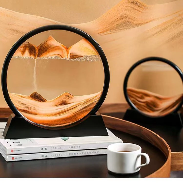 【背靠金山】7英寸流沙画摆件卧室家居装饰办公室沙漏解压直径18cm